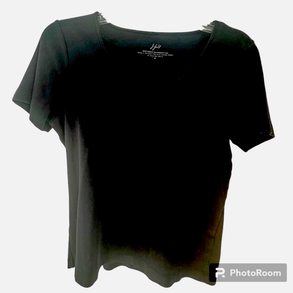 J.Jill T black short sleeve top Sz M Compassion T black